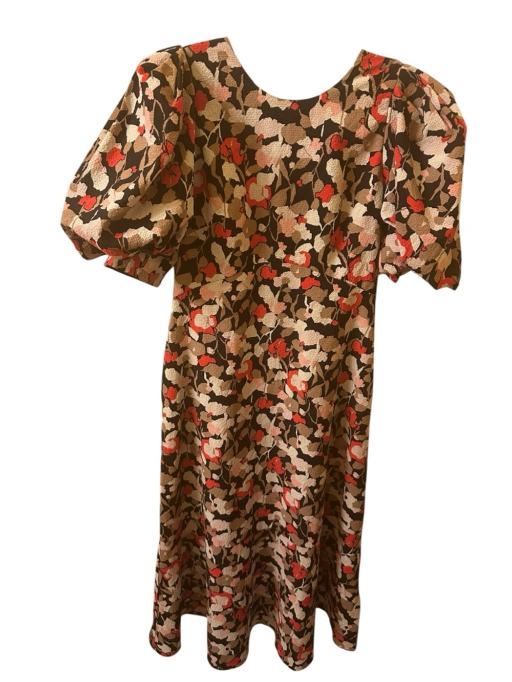 Ted Baker Black Floral Puff-Sleeve Midi Dress with Blush Accents size 2(us6) - Picture 7 of 16